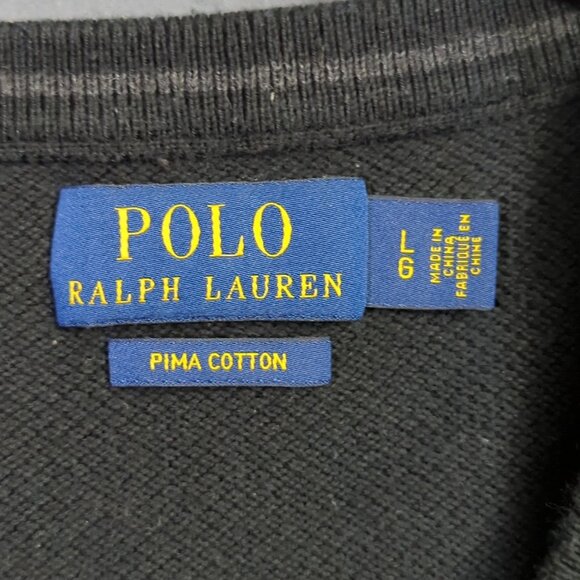 Polo Ralph Lauren Sweater Men's L Black Pima Cotton Long Sleeve Crew Preppy - Picture 4 of 11